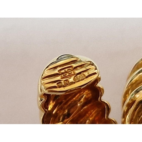 130 - Pair of 18ct Gold Cartier Clip-on Earrings, Ribbed Shrimp Half Hoop Style, (Approx. 10g)