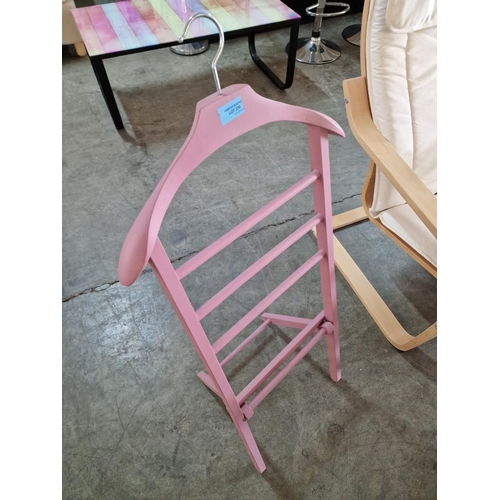 270 - Pink Colour Free Standing Clothes / Suit Stand