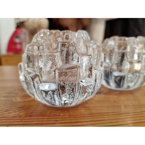 328 - 3 x Kosta Boda Crystal Igloo Candle Holders, (3)