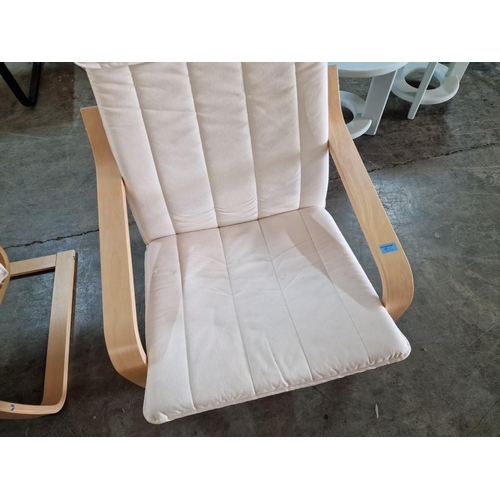 91 - Ikea 'Poang' Chair with Cream Colour Fabric Seat Cushion