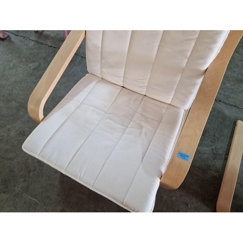 92 - Ikea 'Poang' Chair with Cream Colour Fabric Seat Cushion