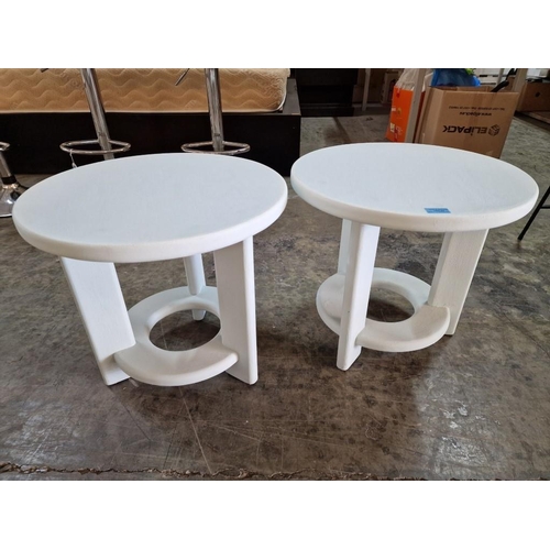 94 - Pair of Round Side Tables, Painted Wood, (2)