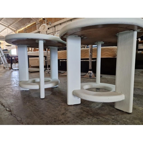 94 - Pair of Round Side Tables, Painted Wood, (2)