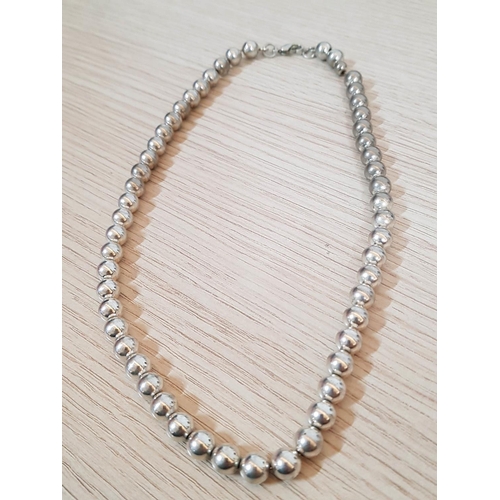 560 - .925 Silver Necklace Made of Small Round Silver Beads (L:45cm, Approx. 113g)