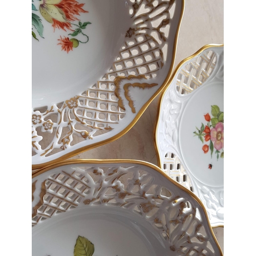 785 - Collection of Retro Hand Painted Floral Pattern and Cut Out Porcelain Plates; 2 x Plates (Ø26cm each... 