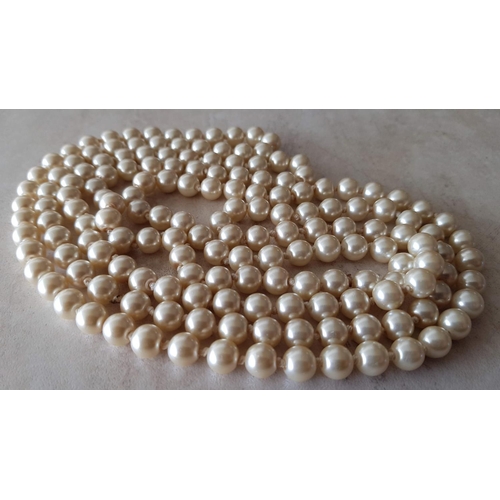 546 - Long Pearl Style Necklace (Approx. L:150cm) 2 x Pearl Style Necklaces (L:42cm / L:45cm) Together wit... 