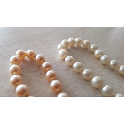 546 - Long Pearl Style Necklace (Approx. L:150cm) 2 x Pearl Style Necklaces (L:42cm / L:45cm) Together wit... 