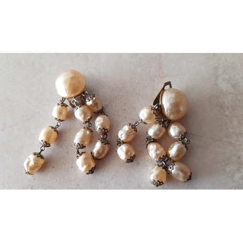 546 - Long Pearl Style Necklace (Approx. L:150cm) 2 x Pearl Style Necklaces (L:42cm / L:45cm) Together wit... 