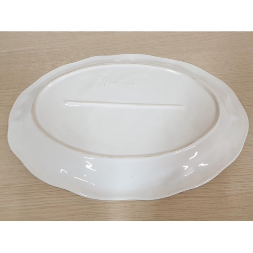 753 - Large White Embossed Ceramic Turkey Platter (50 x 35cm) Made in Portugal