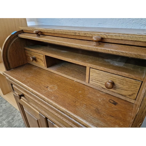 219 - Retro Style Wooden Roll Top Desk (84 x 38 x 100cm)