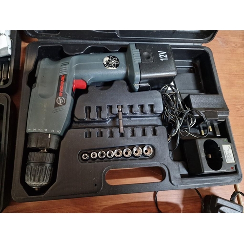 515 - Collection of Tools; 12v Cordless Drill in Case, Multi Tool Set with Various Attachments in Case, Ha... 