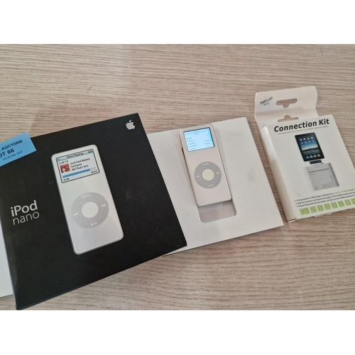 66 - iPod Nano, 2GB (Model: MA004FB) with Box * Basic Test and Turn On / Working *, Together with Camera ... 