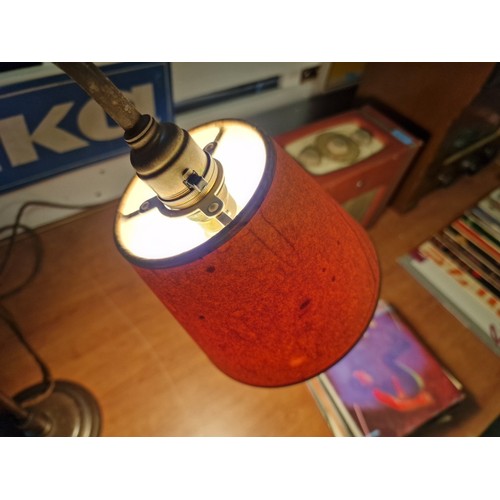 160 - Robert Kime Brass Desk / Table Lamp with Adjustable Arm & Swivel Neck, (Code 4016), with Peach Colou... 