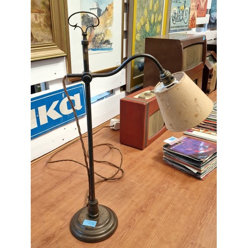 160 - Robert Kime Brass Desk / Table Lamp with Adjustable Arm & Swivel Neck, (Code 4016), with Peach Colou... 