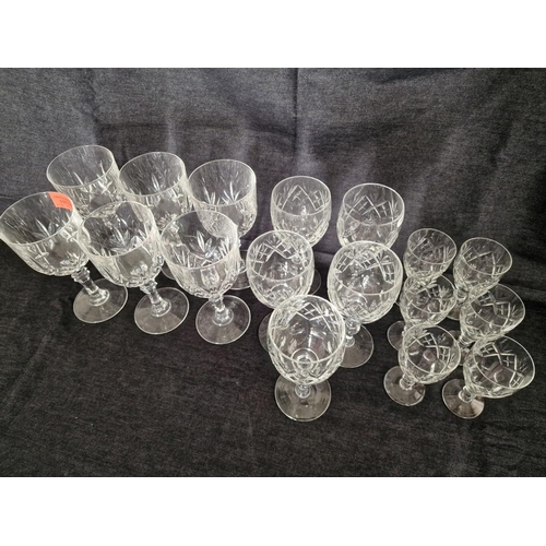 198 - Large Collection of Matching Crystal Glasses; 6 x Red Wine Glasses, 5 x White White Glasses and 6 x ... 