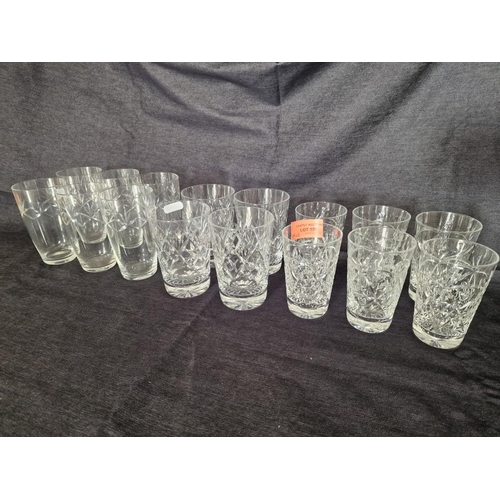 199 - Collection of Glassware /  3 x Sets; 6 x Vintage Water Glasses, 6 x Crystal Glasses and 4 x Crystal ... 