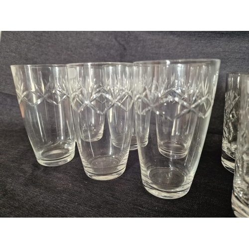 199 - Collection of Glassware /  3 x Sets; 6 x Vintage Water Glasses, 6 x Crystal Glasses and 4 x Crystal ... 