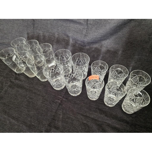 199 - Collection of Glassware /  3 x Sets; 6 x Vintage Water Glasses, 6 x Crystal Glasses and 4 x Crystal ... 