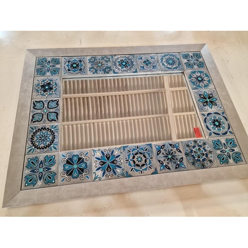 117 - Rectangular Wall Mirror, Bespoke Design & Hand Made with Intricately Decorated Tiled Surround and Si... 