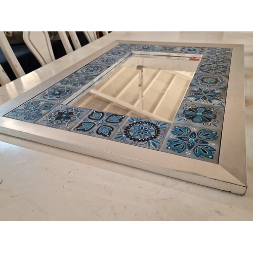 117 - Rectangular Wall Mirror, Bespoke Design & Hand Made with Intricately Decorated Tiled Surround and Si... 