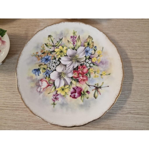 119 - 3 x Vintage Royal Kent Bone China Plates with 'Flowers of the Season' Decoration, Together with Roya... 