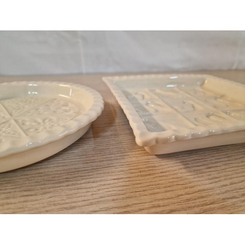 120 - 2 x Vintage 'The 1869 Victorian Pottery' Cream Colour Baking Mold / Pie or Shortbread Biscuit Dishes... 