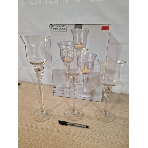 126 - 'Home & Styling Collection' Set of 3 x Glass Candle Holders in Original Box, (Largest Approx. H: 40c... 