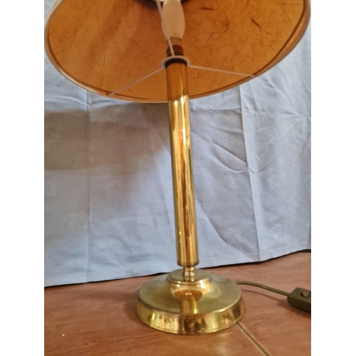 127 - Pair of Brass Colour Table / Side Lamps with Shades, (a/f), (2)