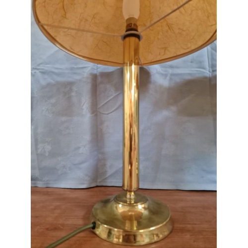 127 - Pair of Brass Colour Table / Side Lamps with Shades, (a/f), (2)