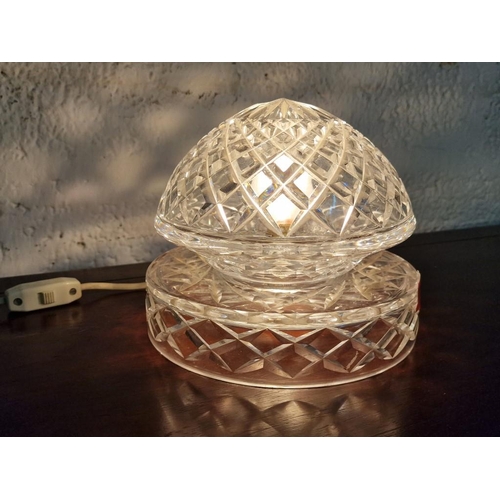 130 - Vintage Cut Glass Heavy 'Mushroom' Lamp, * Tested & Working *