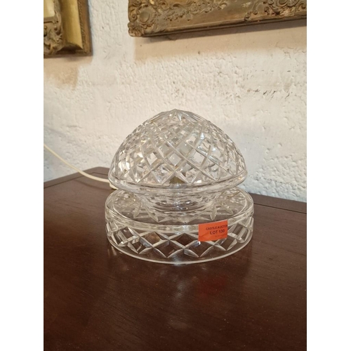 130 - Vintage Cut Glass Heavy 'Mushroom' Lamp, * Tested & Working *