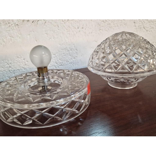 130 - Vintage Cut Glass Heavy 'Mushroom' Lamp, * Tested & Working *