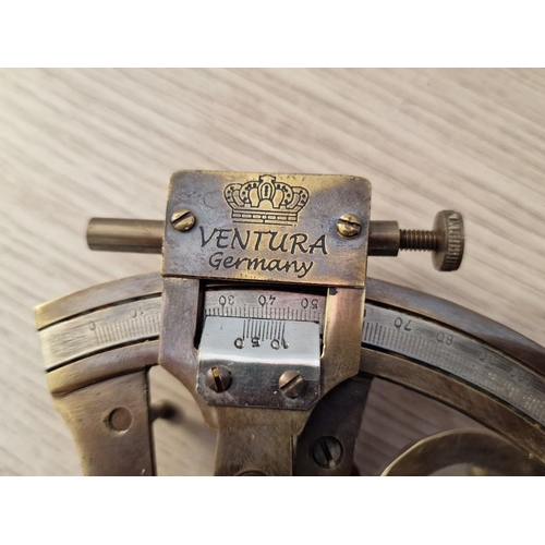 12 - Brass 'Ventura' Nautical Sextant, Made in Germany, with Leather Box Marked 'Kelvin Hughes, London 19... 