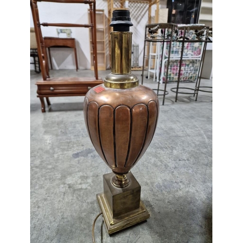 175 - Vintage Copper & Brass Lamp Base, (Approx. H: 62cm)