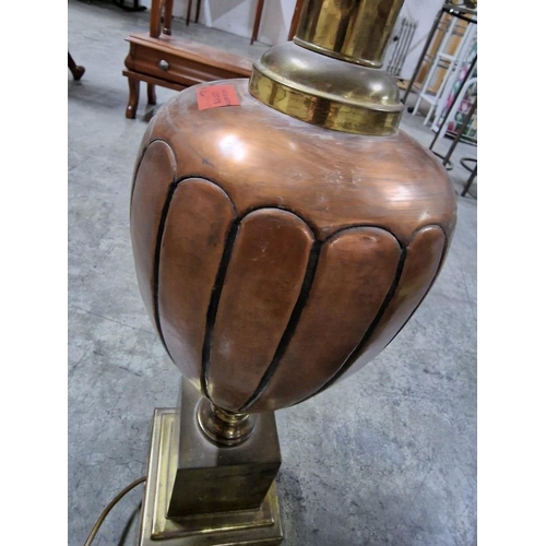 175 - Vintage Copper & Brass Lamp Base, (Approx. H: 62cm)