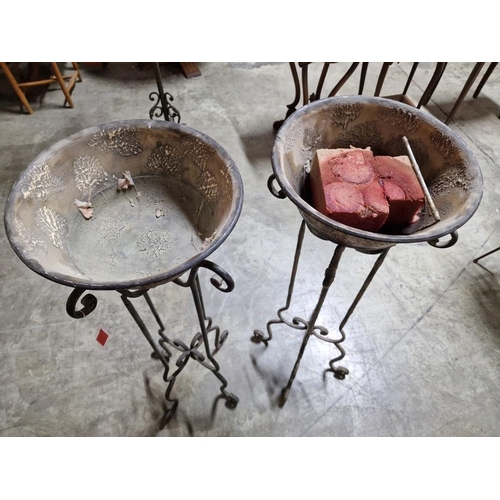 178 - Pair of Vintage Decorative Metal Planters / Bowls on Shaped Metal Stands, (Approx. Ø: 36cm, H: 109cm... 