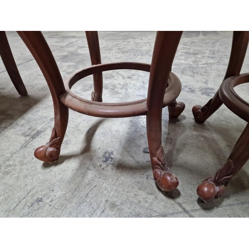 183 - Pair of Decorative Classical Style Side Tables / Plant Stands with Carved Side & Legs and Glass Cove... 