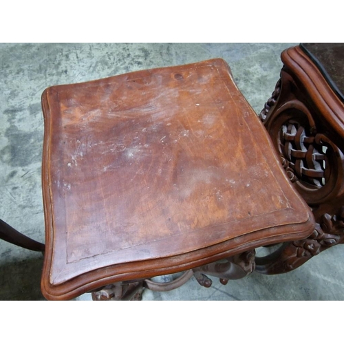 183 - Pair of Decorative Classical Style Side Tables / Plant Stands with Carved Side & Legs and Glass Cove... 