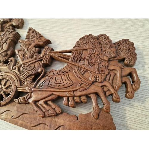 Decorative Ukiran Kayu Jati Carved Wood Wall Ornament, (Approx. 42 x 26cm)