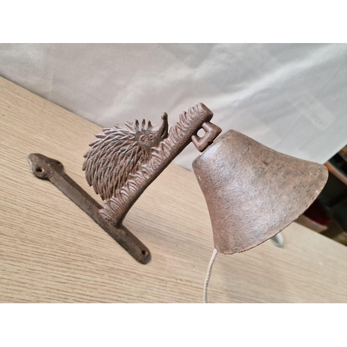 47 - Cast Iron Wall Hanging Bell with Hedgehog