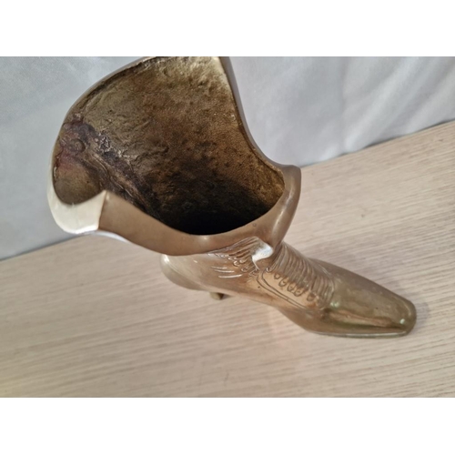 52 - Heavy Brass 'Boot' Ornament / Vase, (Approx. H: 21cm)