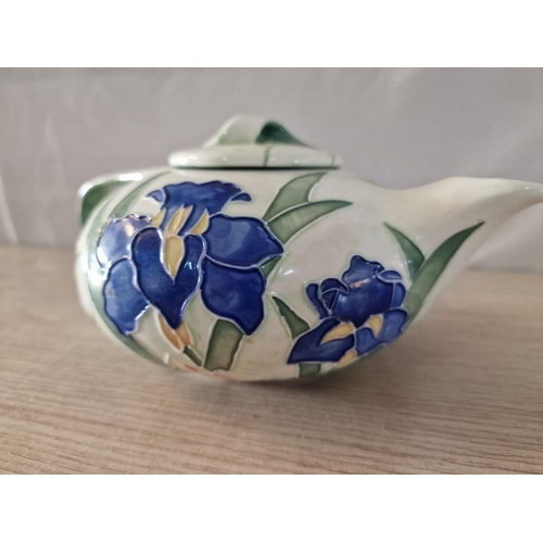 55 - 'Beneya' Hand Painted Porcelain Tea Pot, Siberian Iris, Marked on Base 'MM'06'