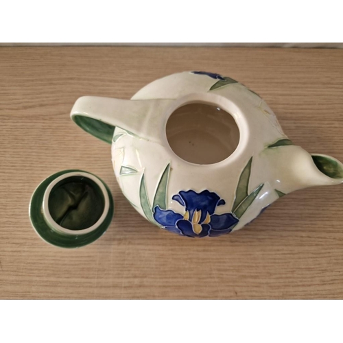 55 - 'Beneya' Hand Painted Porcelain Tea Pot, Siberian Iris, Marked on Base 'MM'06'