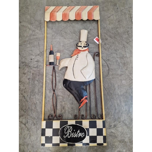 65 - Hand Painted 'Fat Chef' Pressed Metal Bistro Sign, (Approx. 97 x 40cm)