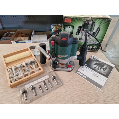 68 - Parkside Electric Router (Model: POF 1200 B2) in Box with Manual Router Bits and Additional Set, * T... 