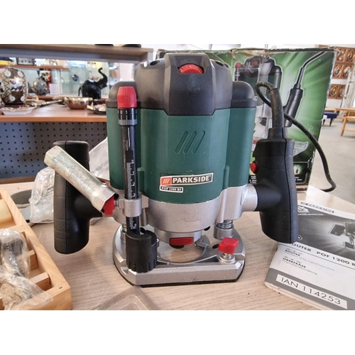 68 - Parkside Electric Router (Model: POF 1200 B2) in Box with Manual Router Bits and Additional Set, * T... 