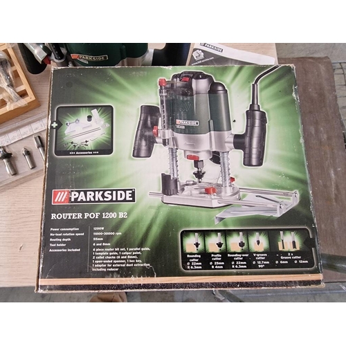 68 - Parkside Electric Router (Model: POF 1200 B2) in Box with Manual Router Bits and Additional Set, * T... 