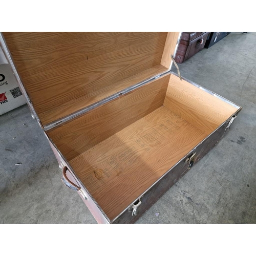 73 - Large Metal Shipping Trunk with Handles & Clasp, (Approx. 94 x 52 x 42cm)