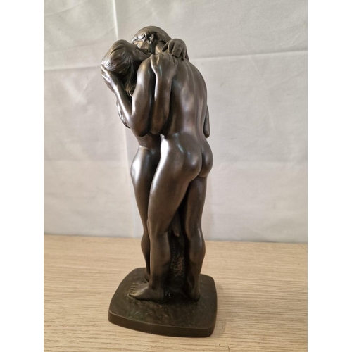 9 - Bronze Effect 'Adam & Eve' Statue / Figurine, Signed 'Roland Chadwick, 1986', (Approx. H: 33cm)