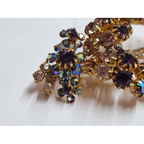 167 - Decorative Gold Tone Brooch with Multi-Colour Stones, Together with Vintage Gold Tone Ring with Clus... 